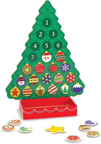 a magnetic christmas-tree shaped advent calendar