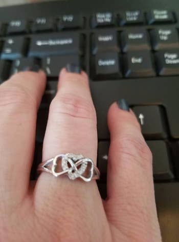 a reviewer photo of someone wearing the ring