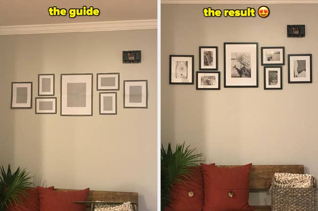 A customer review photo showing the guide on their wall and the results after