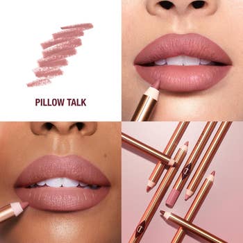 Lip liner close-ups showcasing the shadiness  