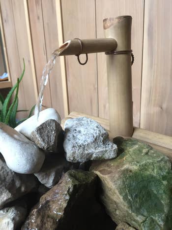 Bamboo h2o  fountain flowing implicit    rocks