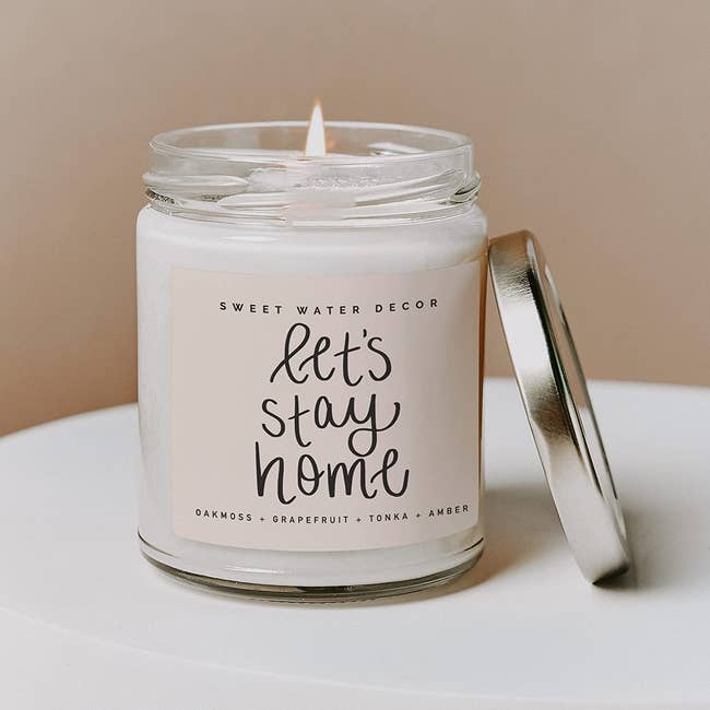 the let's stay home candle