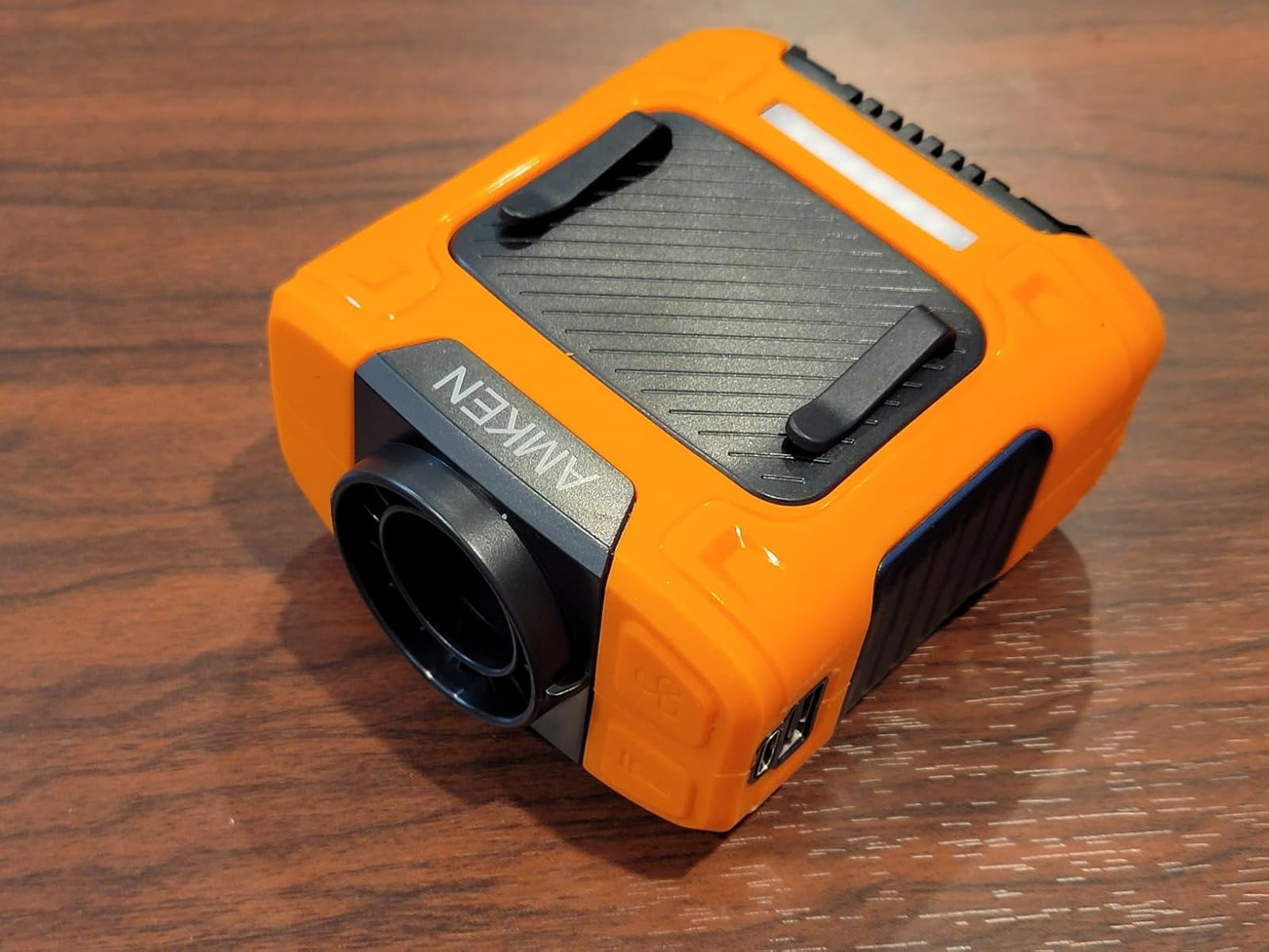 Portable orangish  tyre  inflator with integer  show  and nozzle, suitable for car   exigency  kits and roadside assistance