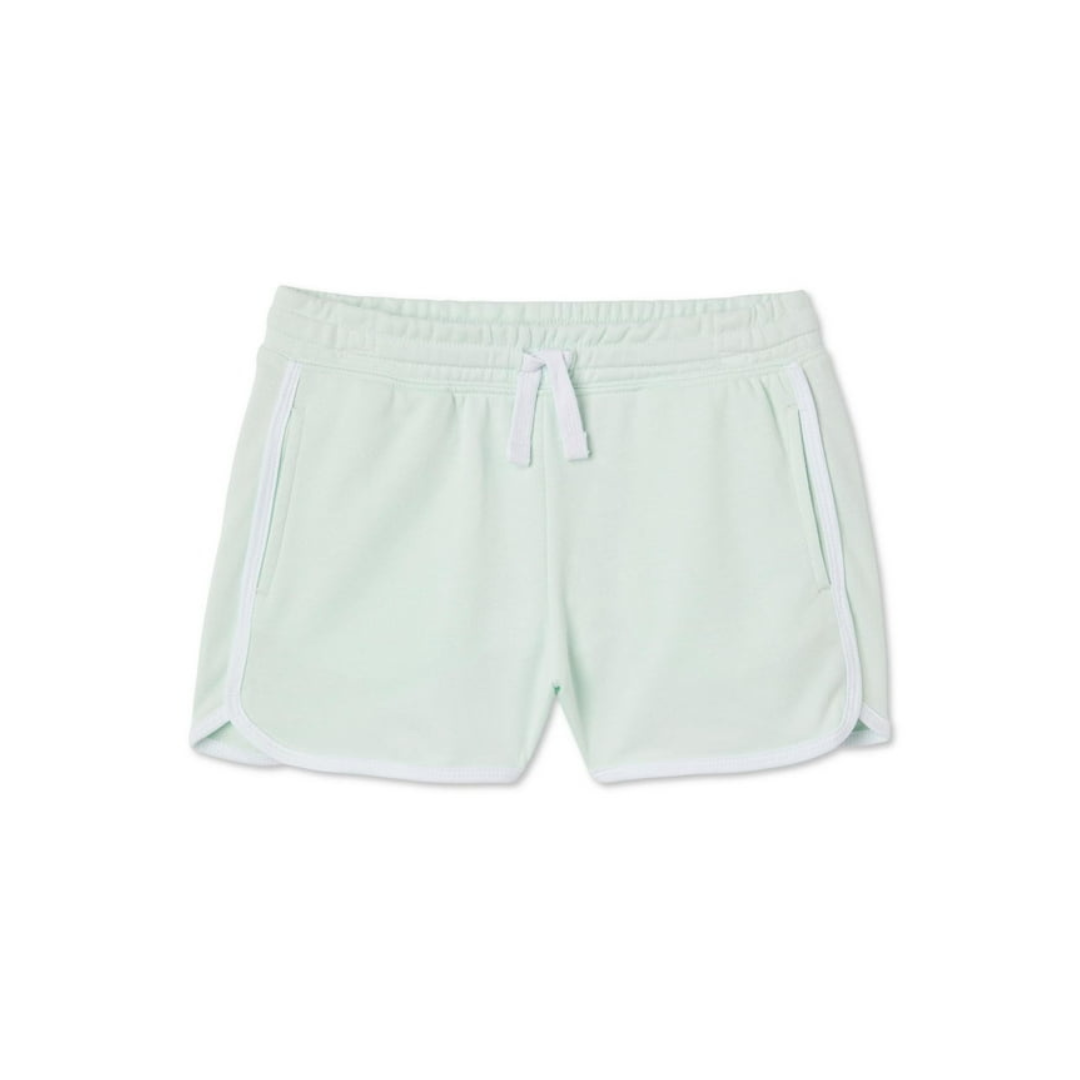 blue shorts with a white hem