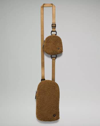 brown fleece crossbody bag 