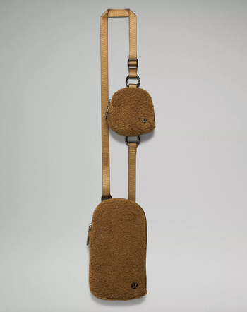 brown fleece crossbody bag 