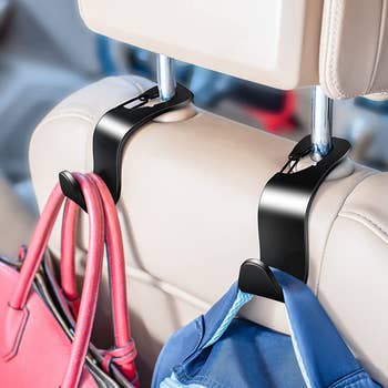 the hooks facing the backmost  and holding 2  bags