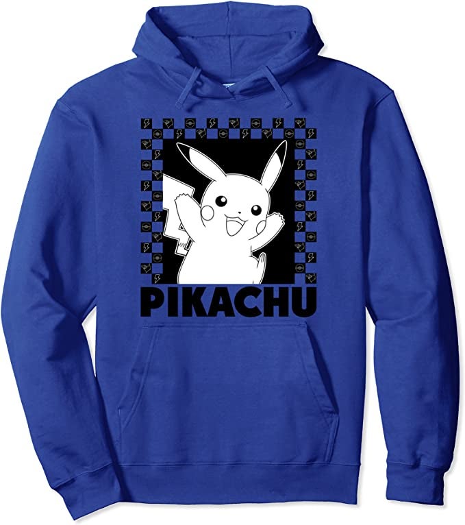 a blue sweatshirt with pikachu on it