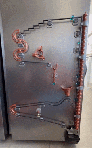 marble run on side of fridge