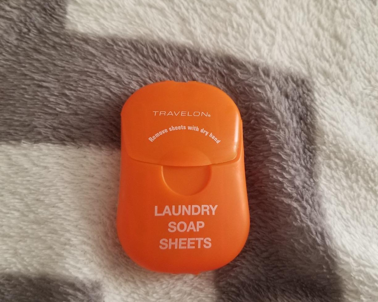 reviewer's container or of orange laundry soap sheets