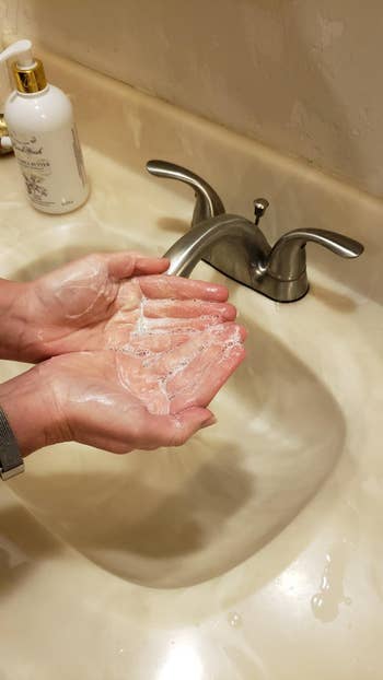 hands with soap lathered on them