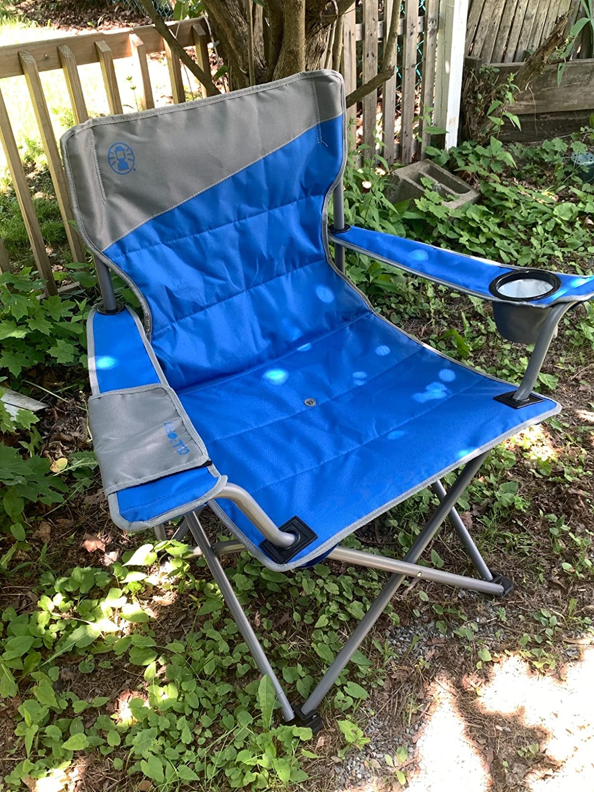 reviewer photo of blue extra large camping chair