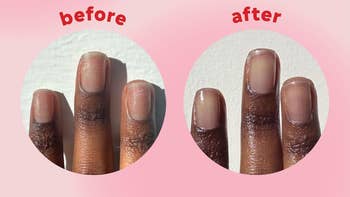 Two close-up images of nails, labeled