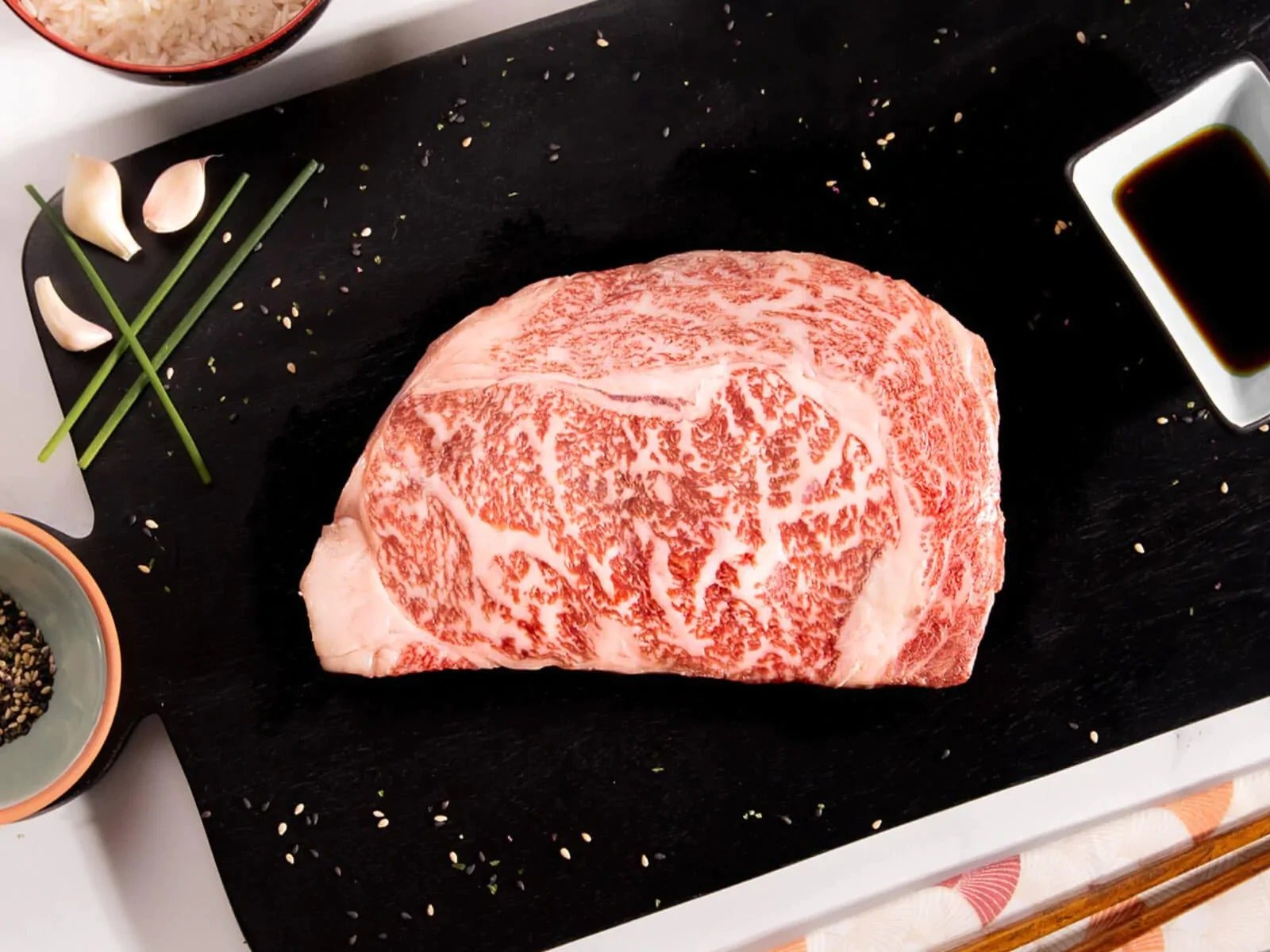 raw Kobe Ribeye Steak Japanese A5 Wagyu