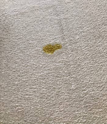 A reviewer's stained carpet before using stain remover
