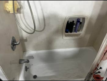 Reviewer's cleanable bathtub aft utilizing spray