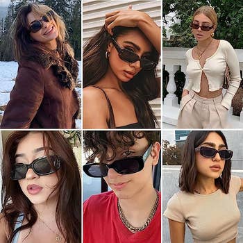 black sunglasses on different models