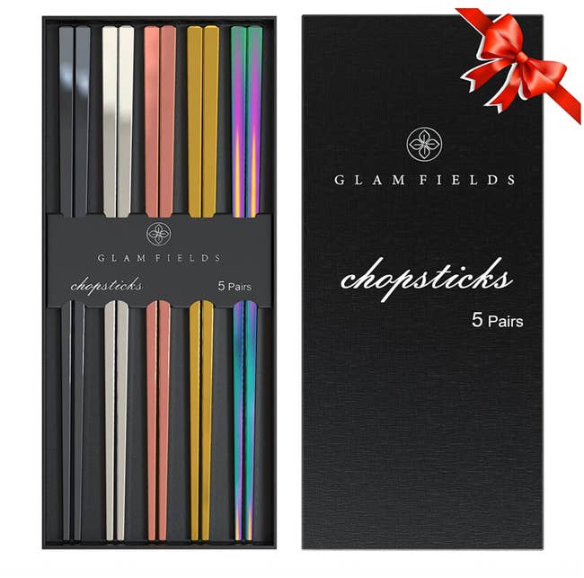five pairs of the Glam Fields multicolor chopsticks