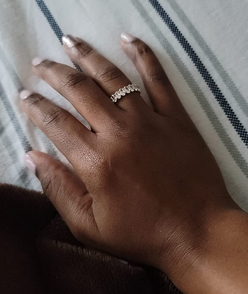 Reviewer wearing rose gold plated verison 