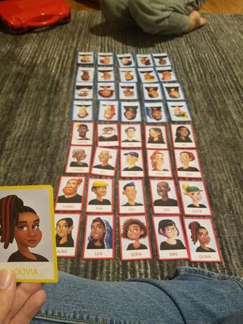 The cards laid out between two players