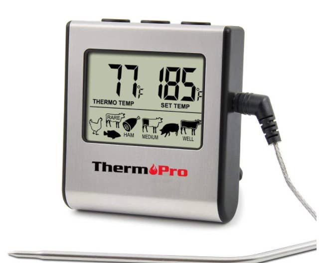A digital thermometer with a chord