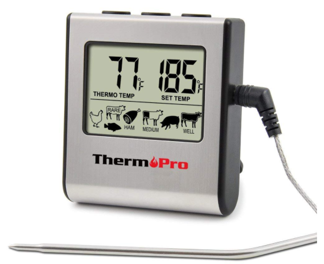 A digital thermometer with a chord
