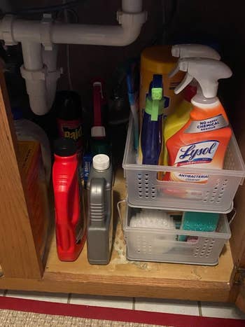 Those household products organized in the tiered drawer system