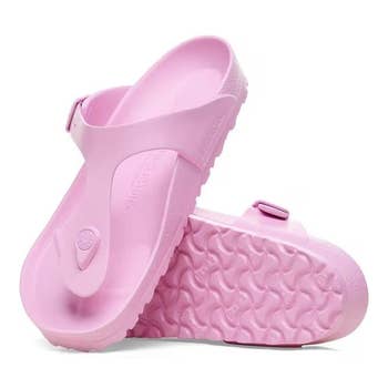Casual pinkish  sandals with textured soles and adjustable straps, displayed for a buying  article