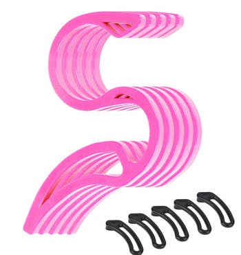 A close up of the hangers in pink