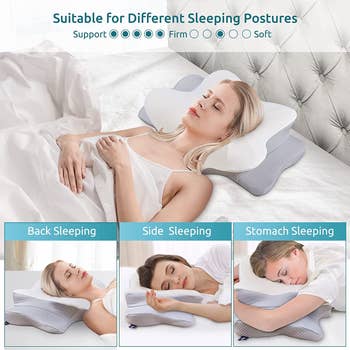 models showing how to use the pillow sleeping in different positions