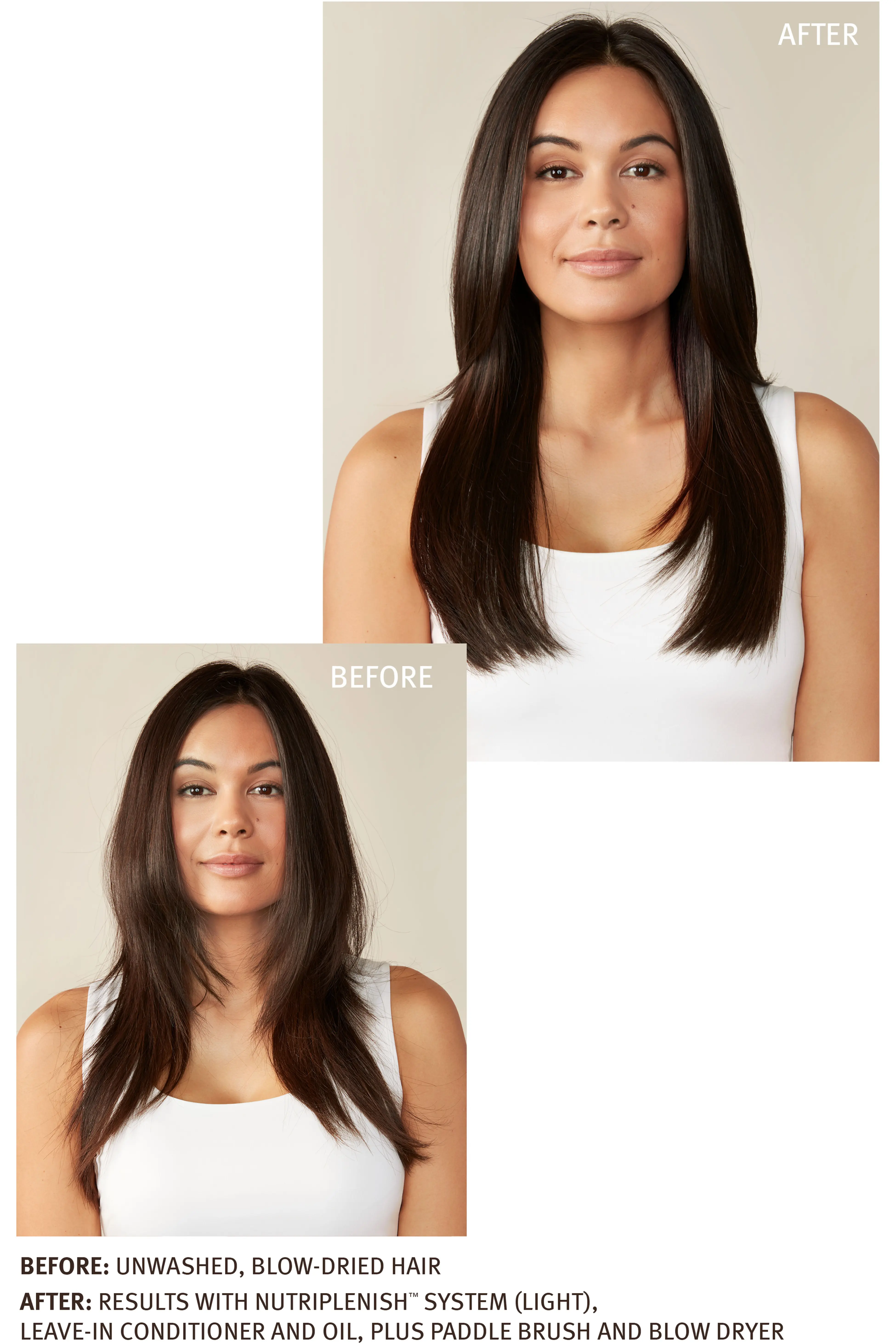 Two images comparison  a exemplary  with unbrushed hairsbreadth  and aft  utilizing the brush