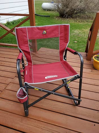 Reviewer's red portable rocking chair