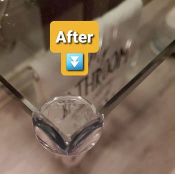 the clear guard on the corner giving it a rounded edge