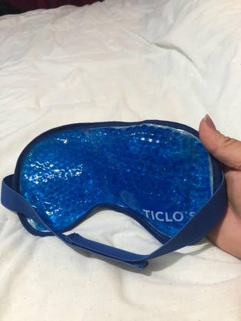 reviewer's cool gel side of the eye mask