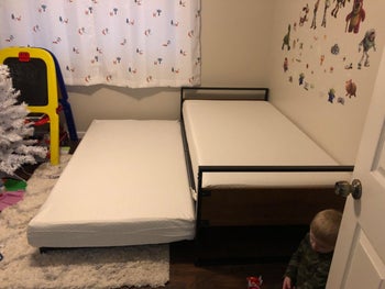 same reviewer's photo, trundle bed rolled out