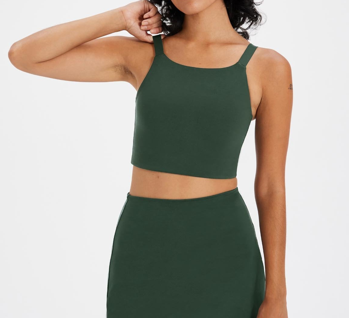 FP Free People movement twist and shout army green cutout sports bra M