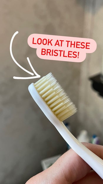 A close up shot of the bristles on the toothbrush
