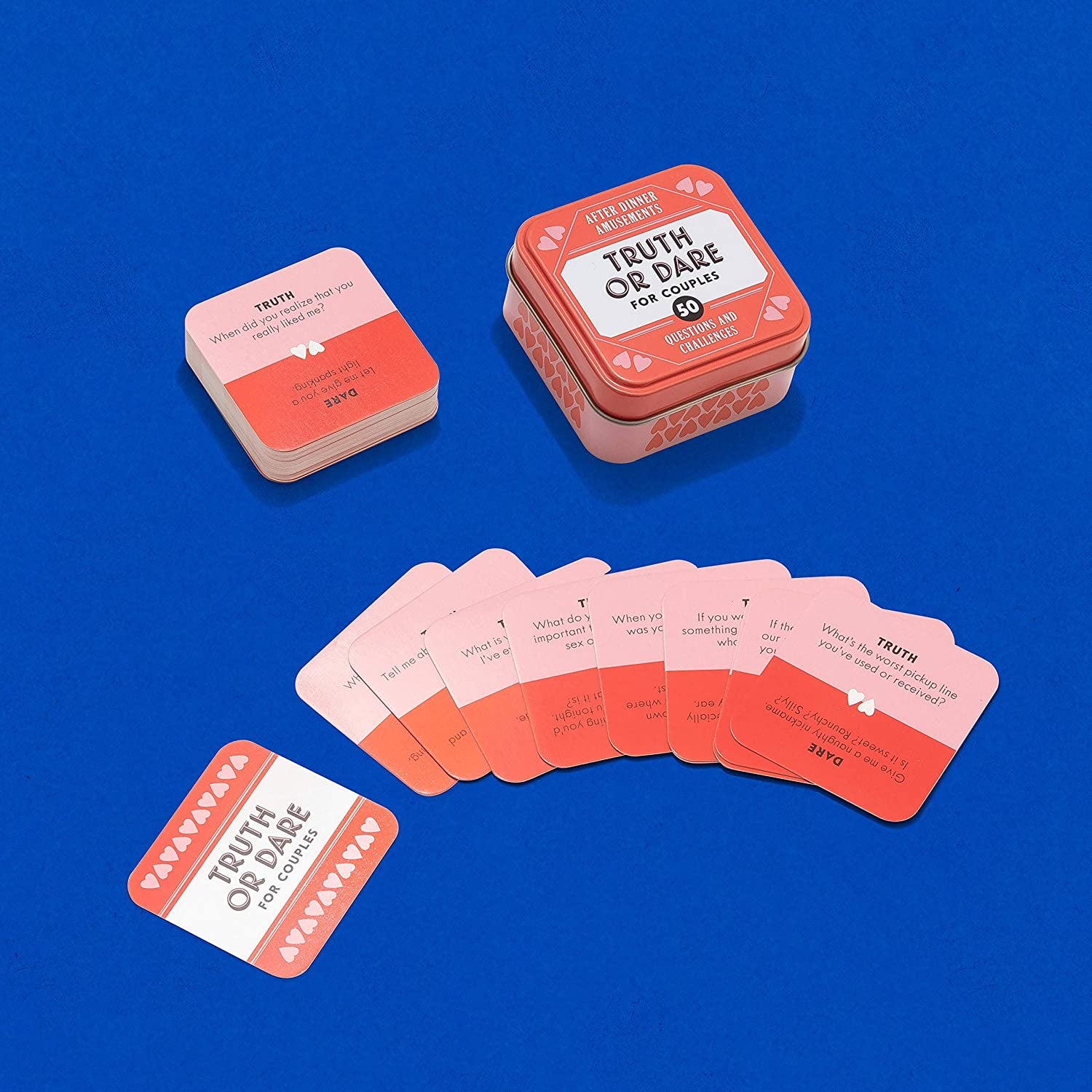 tin packaging with cards surrounding it