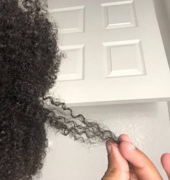 reviewer's defined curls after using the treatment