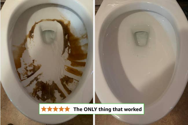Before and aft  images of utilizing the pumice chromatic  connected  toilet