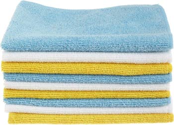 A stack of the blue, white, and yellow cloths