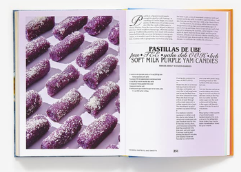 page from the book featuring purple yam candies 