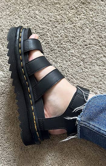 close-up of the side of the dr martens sandals