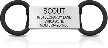 Dog tag with the text: