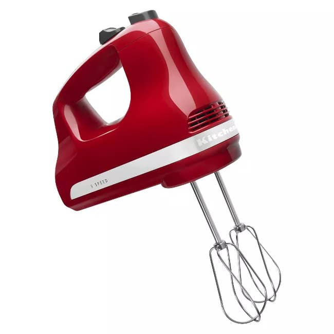 The hand mixer in the color Red