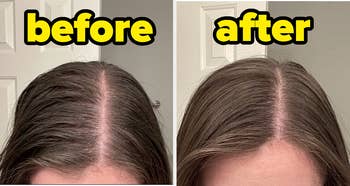 reviewer before and after of greasy hair made fresh again 