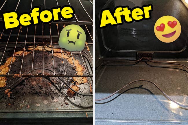 Reviewer's before and after photo of their oven