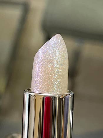 a close up on a shimmery lip balm