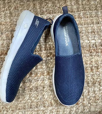 reviewer photo of the blue slip ons