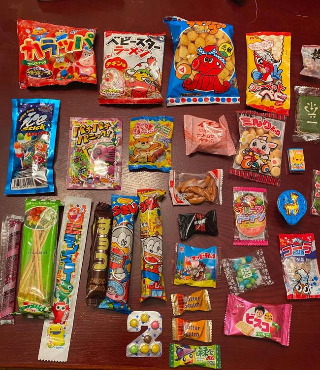 reviewer image of the assortment of Japanese snacks
